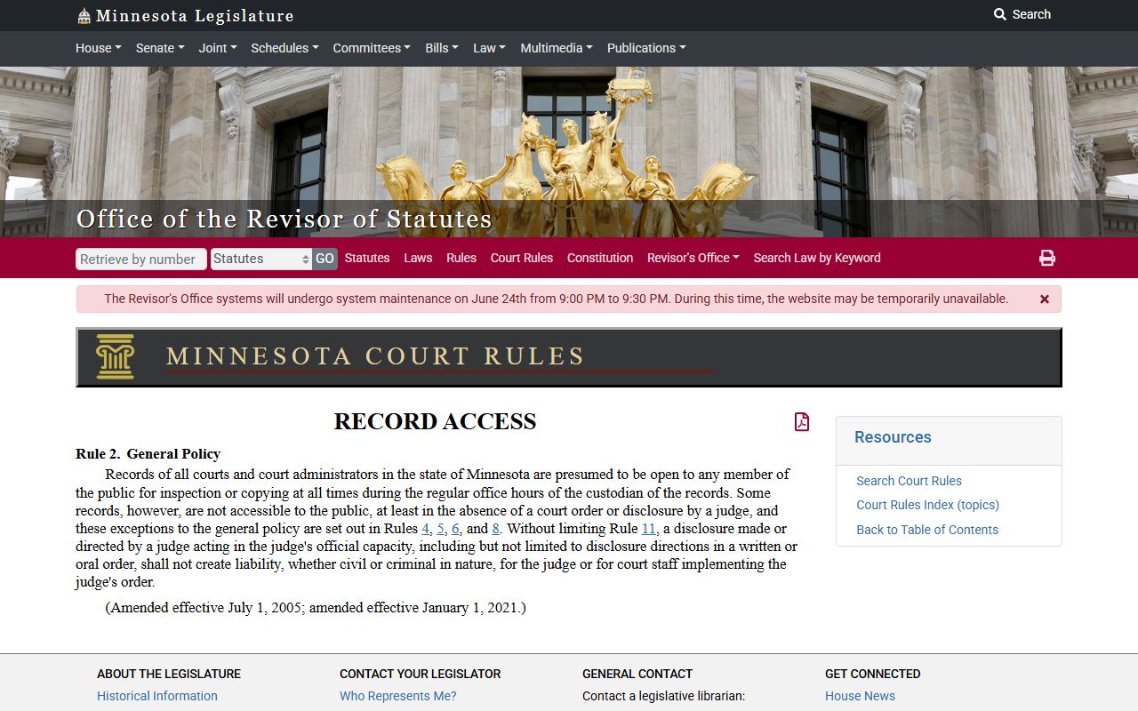 Scott County Court Administrator public access rule records