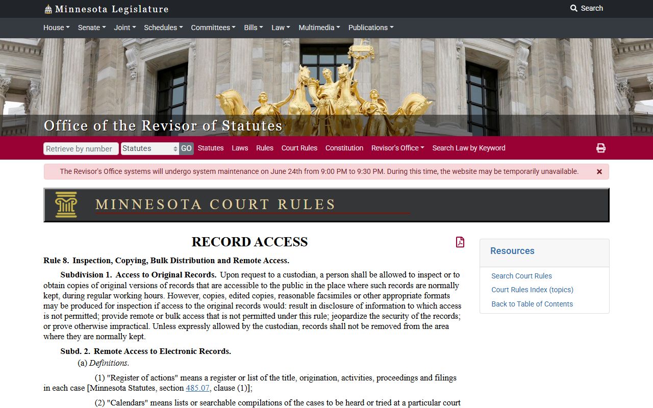 Scott County court records remote and courthouse access rule