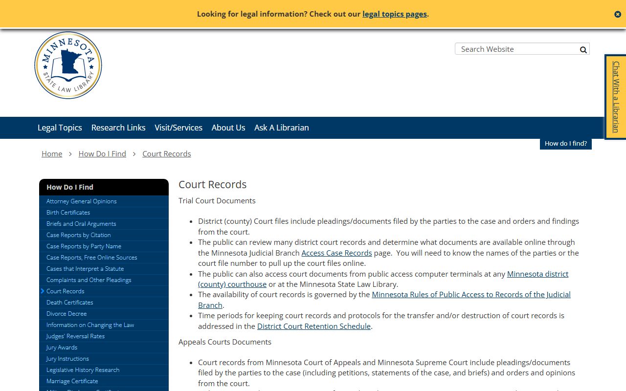 Scott County court records State Law Library court records guide