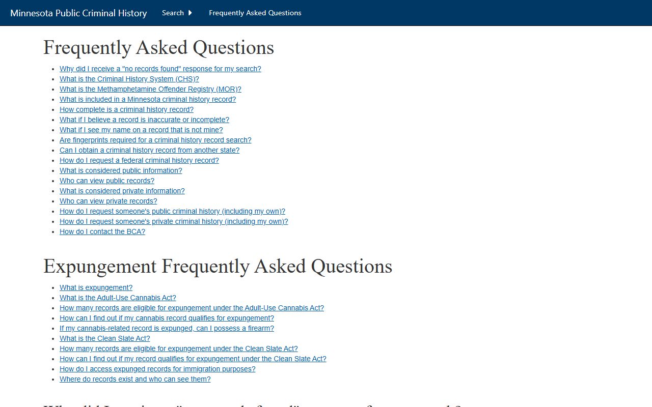 Scott County criminal court records BCA criminal history FAQ