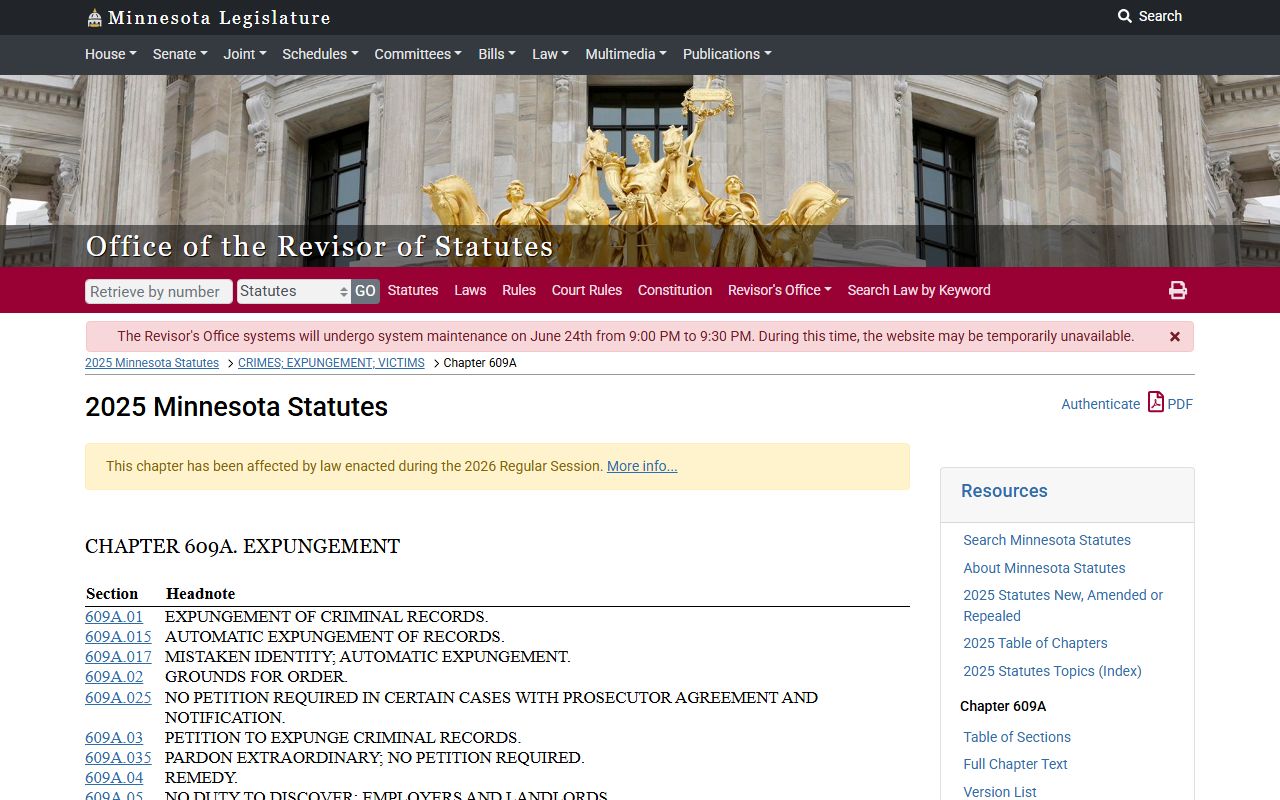 Scott County criminal court records Minnesota expungement chapter