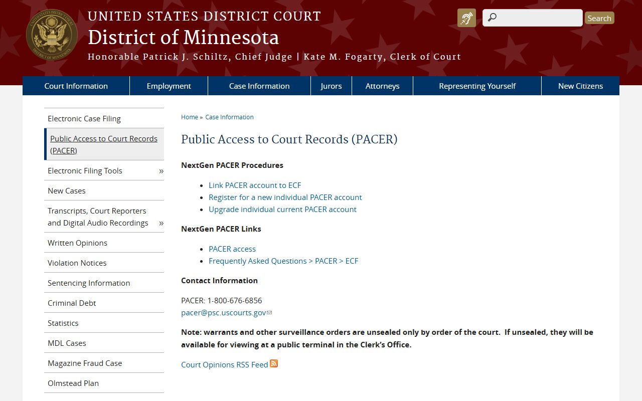 Scott County District Court District of Minnesota PACER records