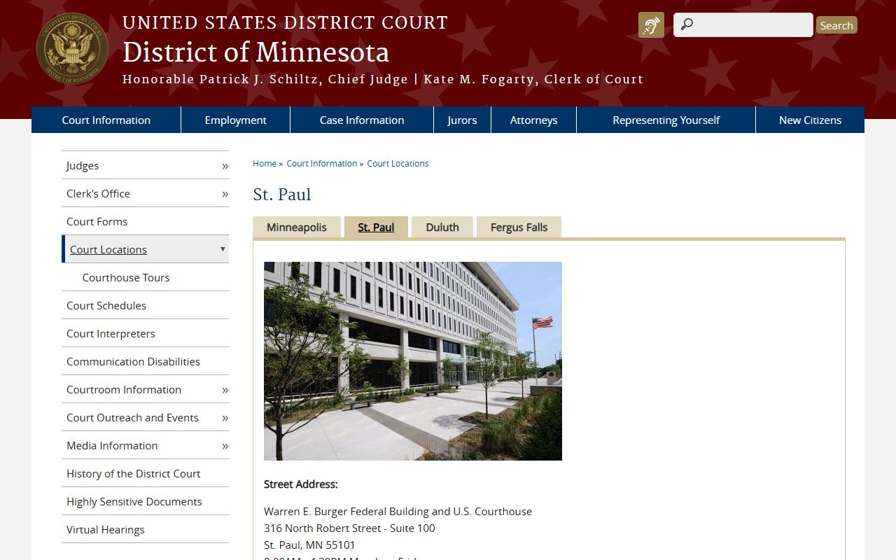 Scott County District Court federal St Paul courthouse distinction