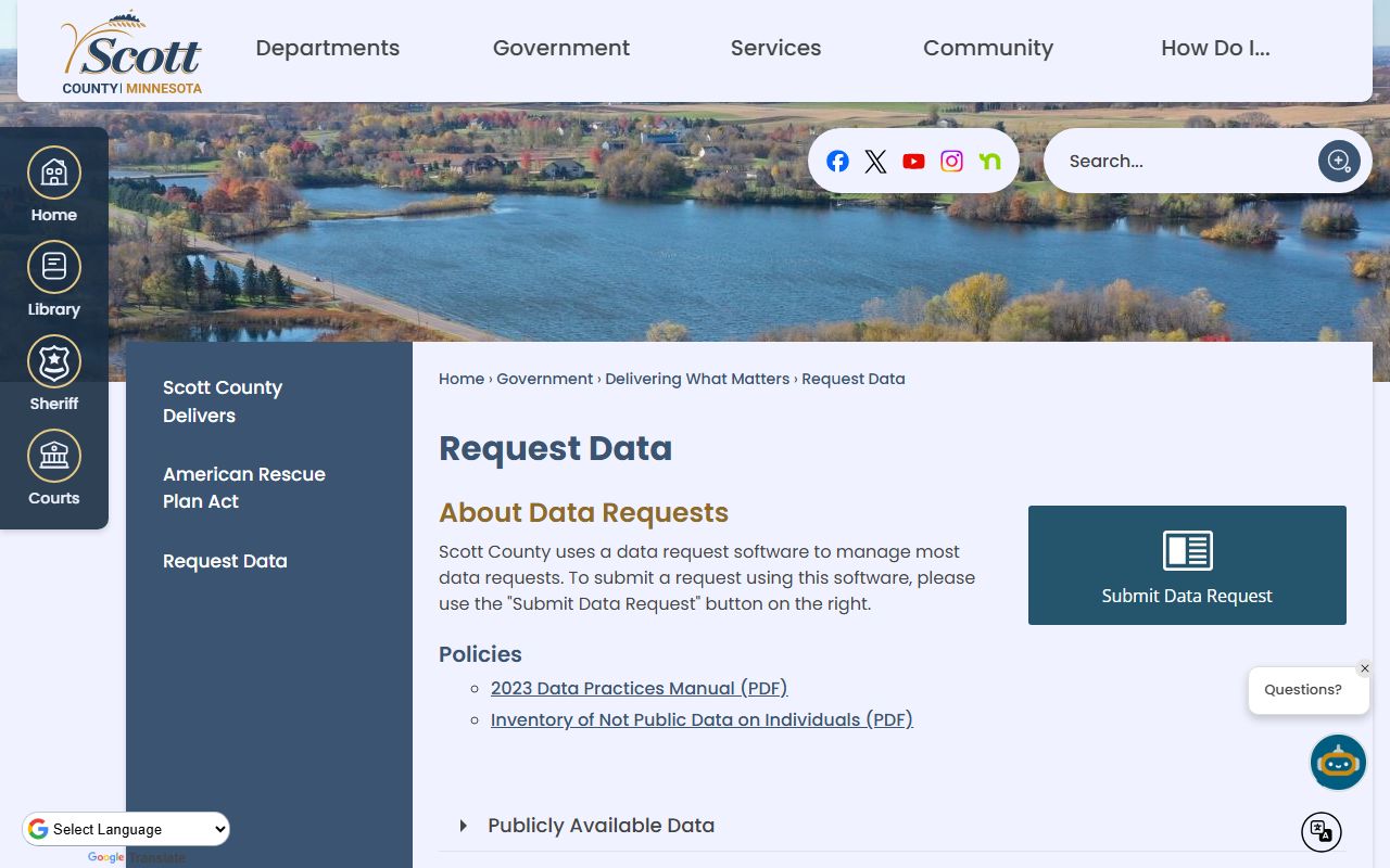 Scott County court records county data request channel
