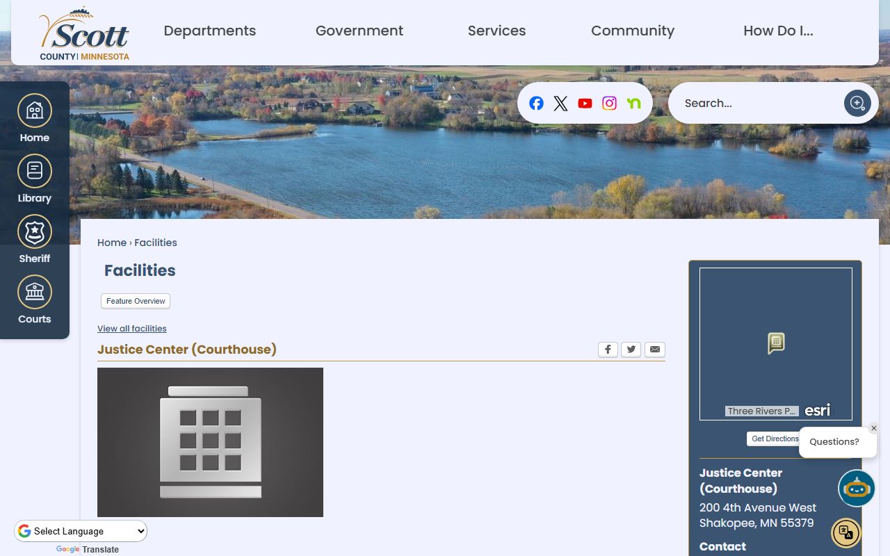 Scott County court records Justice Center facility page