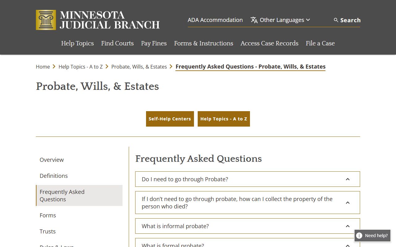 Scott County probate records small estate FAQ source