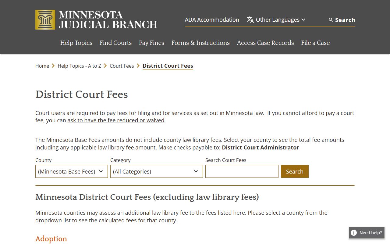 Scott County traffic court records statewide district court fees