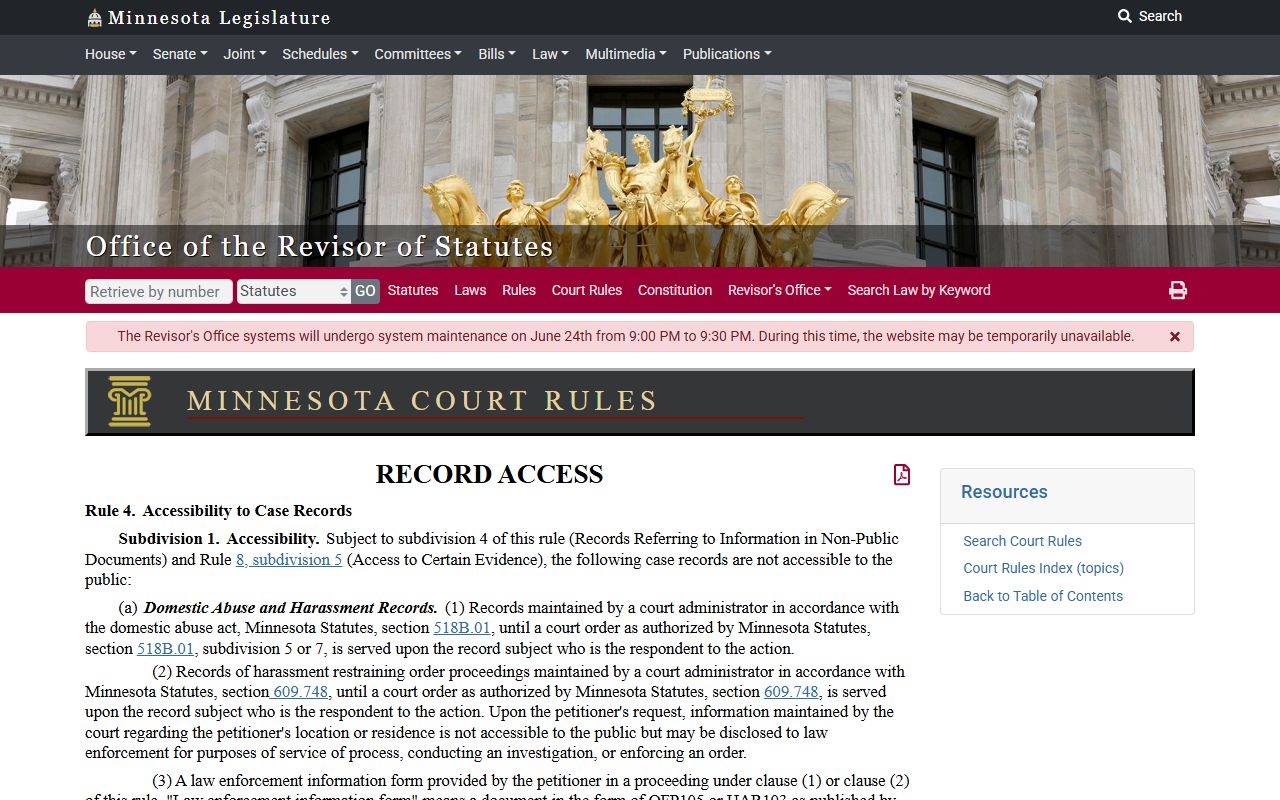 Scott County warrant records restricted case records rule
